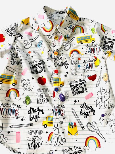 Little Scholar Button Down Short Sleeve Collared Shirt