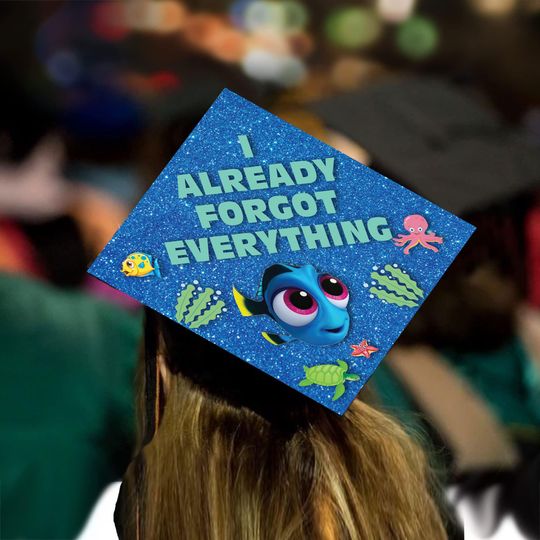 Printed Graduation Cap Topper - Forgot Everything, Finding Nemo Theme