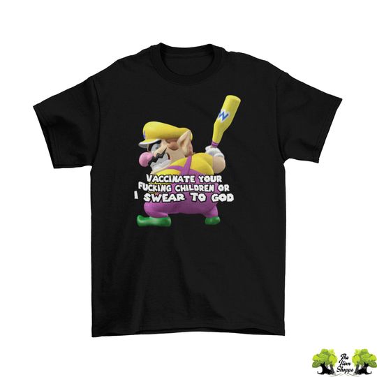 Pro Vaccination Wario T-Shirt Unisex Adult Funny Sizes Cotton Baseball New