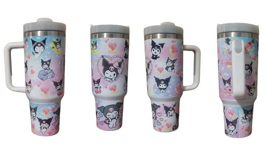Kuromi Hearts 40oz Tumbler,  Kitty,  cartoon characters
