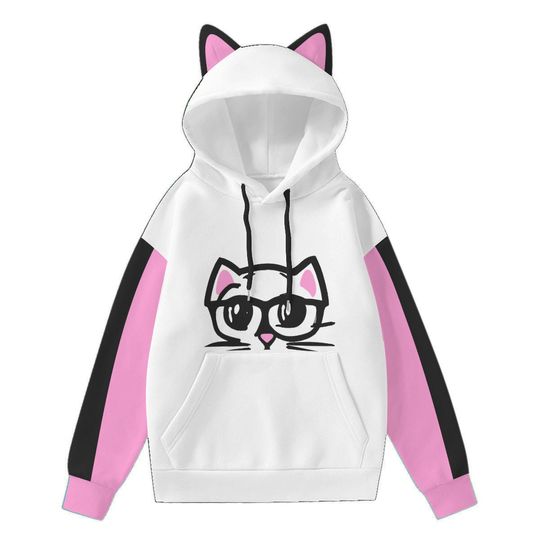 Cute Womens Hoodie With Decorative Cat Ears Pullover