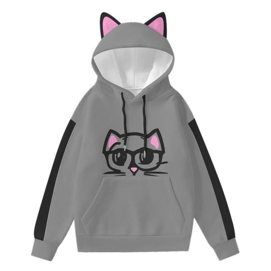 Cute Womens Hoodie With Decorative Cat Ears Pullover