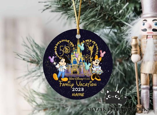 50th Anniversary Family Vacation Ornament, Disneyland Xmas Ornament