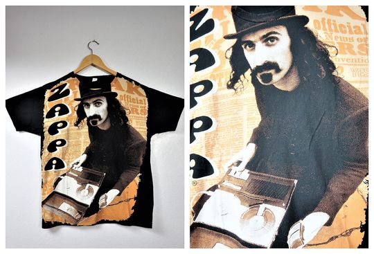 Vintage FRANK ZAPPA All Over Tshirt  - Vng Hippie T shirt - 90s Zappa Concert Tshirt