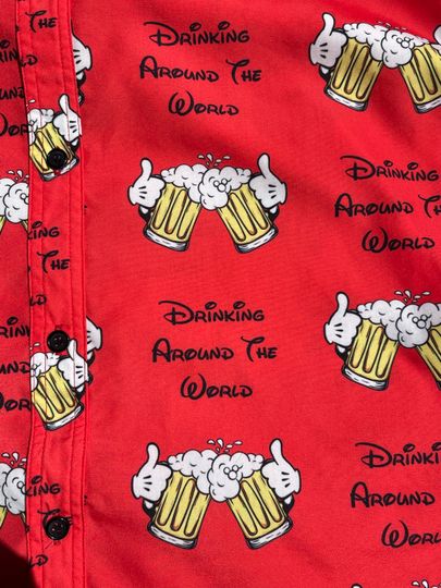 Drinking Around The World Epcot Themed Cheers Print Button Up