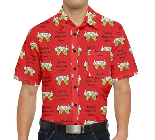 Drinking Around The World Epcot Themed Cheers Print Button Up