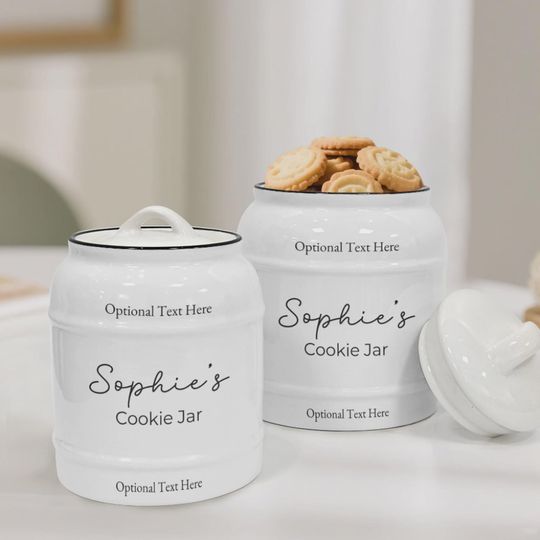 Custom Name Ceramic Cookie Jar  Personalized Gift, Kitchen Airtight Storage