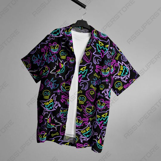 Gengar Pattern Hawaii Shirt, Tropical Beach Hawaii Shirt