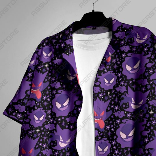 Gengar Pattern Hawaii Shirt, Tropical Beach Hawaii Shirt