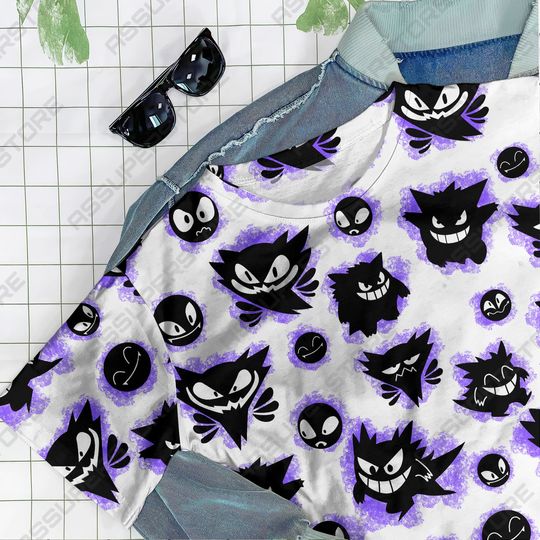Mega Gengar Funny Tshirt Gengar Ghost Design Tshirt Dark Anime Shirt