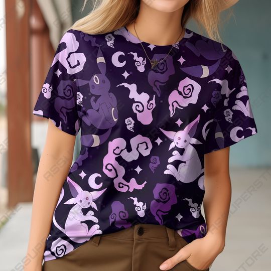 Espeon Umbreon Funny T-shirt Eevee Evolution Purple Design T-shirt