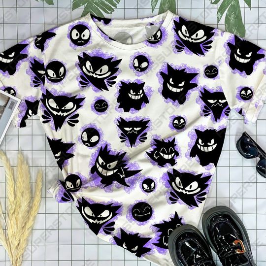 Mega Gengar Funny Tshirt Gengar Ghost Design Tshirt Dark Anime Shirt