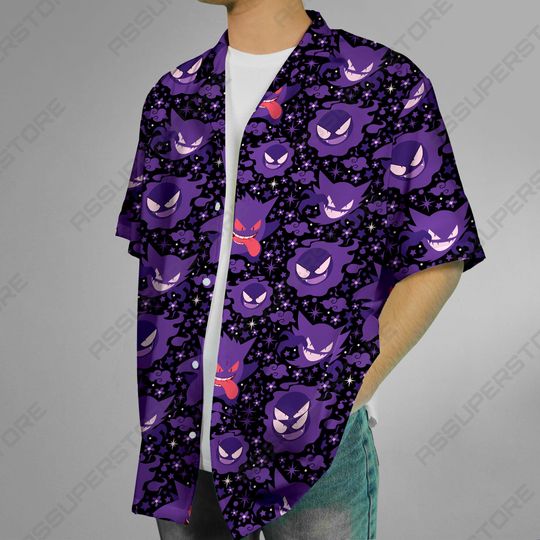 Gengar Pattern Hawaii Shirt, Tropical Beach Hawaii Shirt