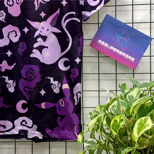 Espeon Umbreon Funny T-shirt Eevee Evolution Purple Design T-shirt