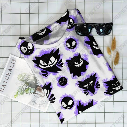 Mega Gengar Funny Tshirt Gengar Ghost Design Tshirt Dark Anime Shirt