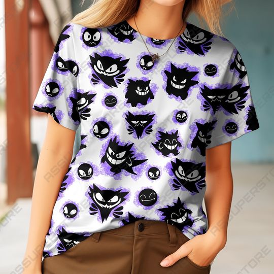 Mega Gengar Funny Tshirt Gengar Ghost Design Tshirt Dark Anime Shirt