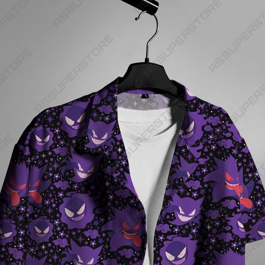 Gengar Pattern Hawaii Shirt, Tropical Beach Hawaii Shirt