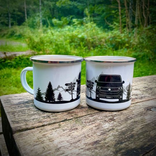 Personalised Campervan Enamel Camper Mug