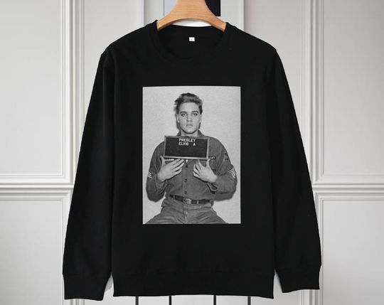 Elvis Presley Mugshot Sweatshirt, Elvis Army Shirt, Christmas Gift, Elvis Presley Sweatshirt