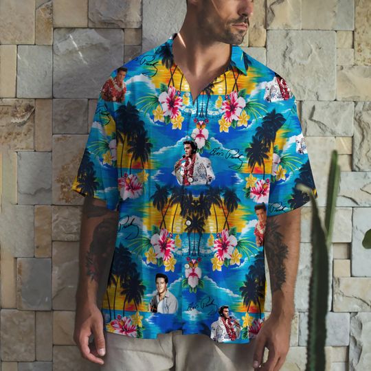 Elvis Presley King Of Rock And Roll Tropical Hawaiian Shirt