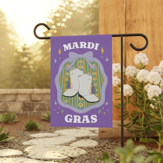 Majorette Boots Mardi Gras Garden Flag Purple Green Yellow