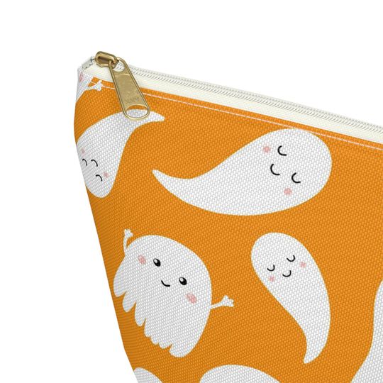 Ghost Zippered Makeup Pouch, Halloween Accessory Bag, Spooky Travel Organizer