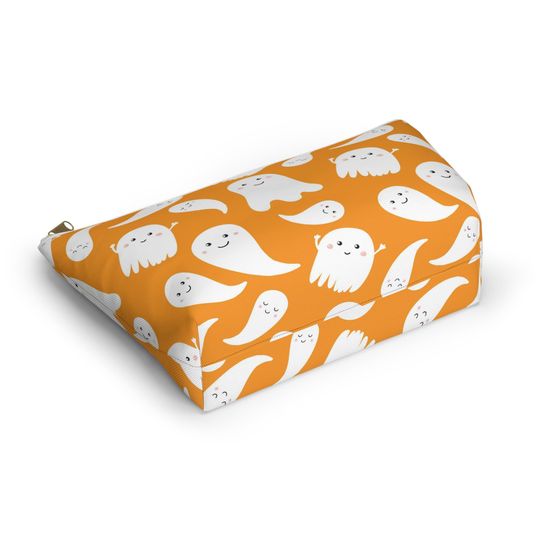 Ghost Zippered Makeup Pouch, Halloween Accessory Bag, Spooky Travel Organizer