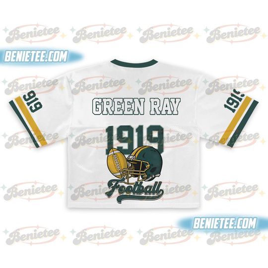 Green Bay Croptop Mesh Football, Retro Green Bay Game Day Croptop Mesh Football