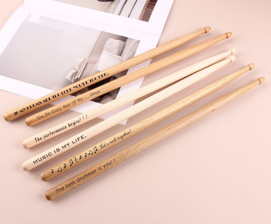 Personalized Drum Sticks, Wooden Custom Text Drumsticks, Laser Engraved Drum Sticks,Drummer Gifts,Gifts For Dad