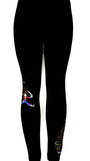 Plus Size Full Length Leggings All Rhinestone Embellished Christmas Tree