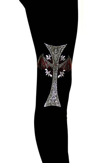 Regular Size Capri Length Leggings Embellished Rhinestone