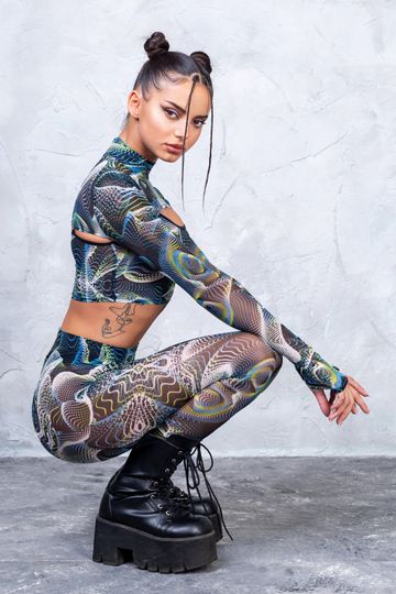Mesh Leggings, Mesh Pants, Psychedelic Mesh Leggings, Transparent Leggings
