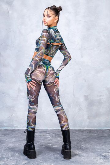 Mesh Leggings, Mesh Pants, Psychedelic Mesh Leggings, Transparent Leggings