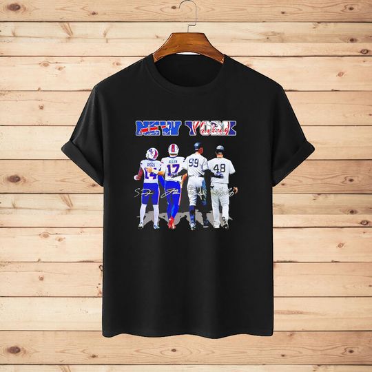 New York Stefon Diggs Josh Allen Aaron Judge and Anthony Vincent Rizzo signatures shirt