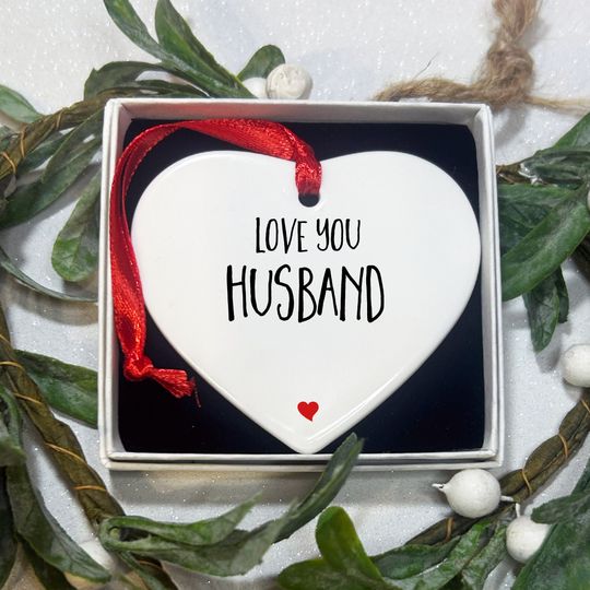 Husband Christmas Ornament: Keepsake Ceramic Heart, Tree Decoration