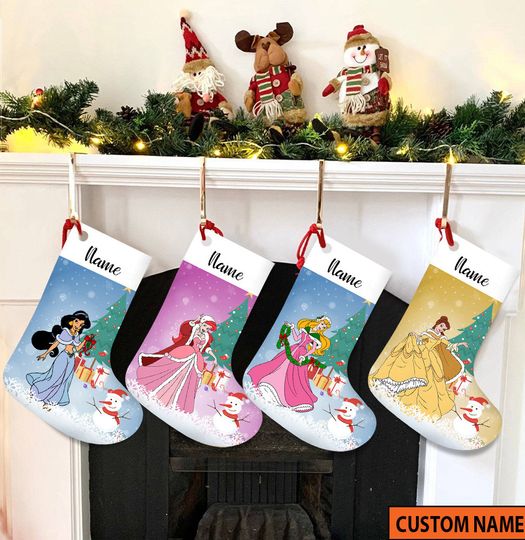 Personalized Princess Stocking With Name, Disney Princess Characters Stocking