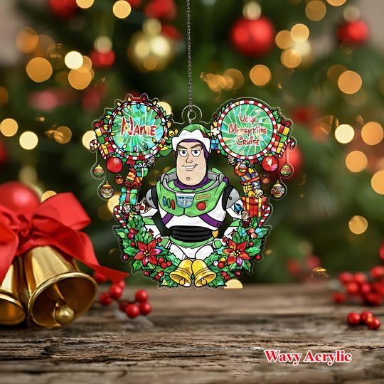 Personalized Buzz Lightyear Wavy Acrylic Ornament, Holiday Gift Idea 2025