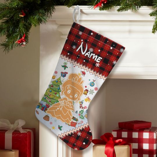 Disney Princess Ginger Bread Stocking, Personalized Princess Stocking With Name