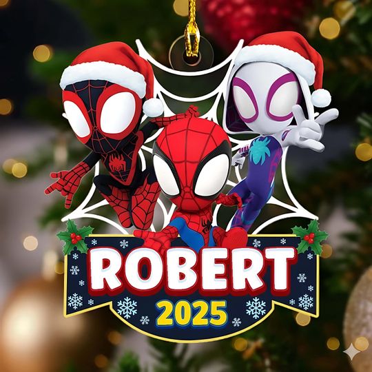Personalized Spidey and Friends Ornament, Christmas Gift 2025