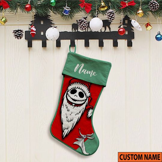 Personalized The Nightmare Before Christmas Jack Skellington Disney Christmas Stocking, Family Christmas Stocking