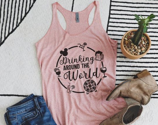 Drinking around the world Racerback Tank Top, Drinking around the world shirt, Disney inspired shirt, Drinking disney shirt