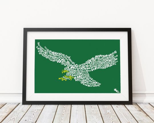 Philadelphia Eagles Typography, Custom Wall Poster,  Wall Print