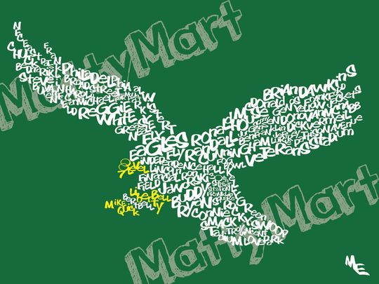 Philadelphia Eagles Typography, Custom Wall Poster,  Wall Print