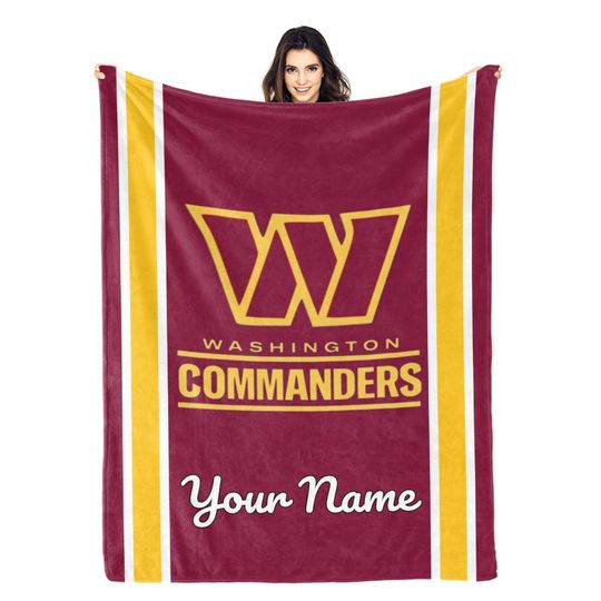 Washington Commanders Personalized Fleece Blanket - Custom Name Throw for Football Fans