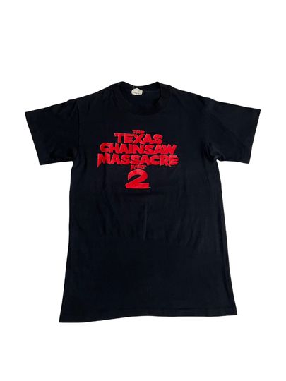 Vintage 80s Texas Chainsaw Massace 2 Horror Movie Promo T-Shirt