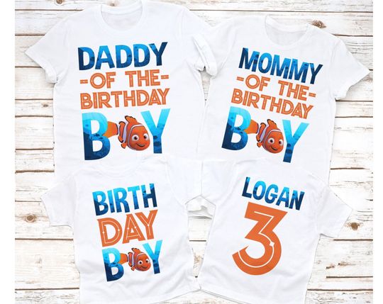 Finding nemo birthday shirt, 1st birthday shirt, finding nemo family matching shirts, 2nd, 3rd, 4th, 5th, Disney kids white shirt,