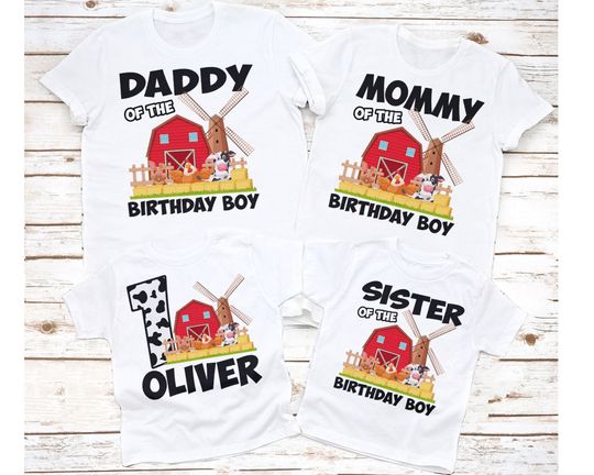 Farm birthday shirt, Barn animal shirts, Farm Birthday shirts, Country Birthday shirt, 1st 2nd 3rd birthday boy shirt, Cow Chicken White