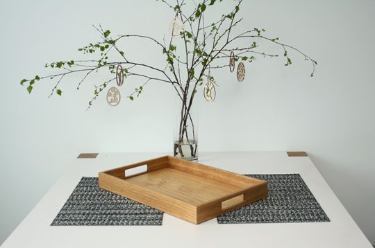 Wooden serving tray. Oak wood tray