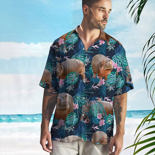 Funny Hippo Hawaiian Shirt