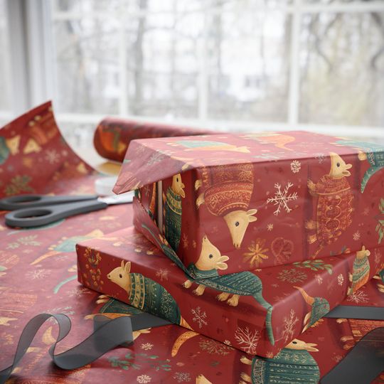 Christmas Armadillo Wrapping Paper